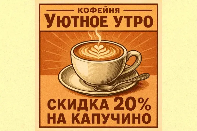Рекламный баннер для кофейни с читаемым текстом