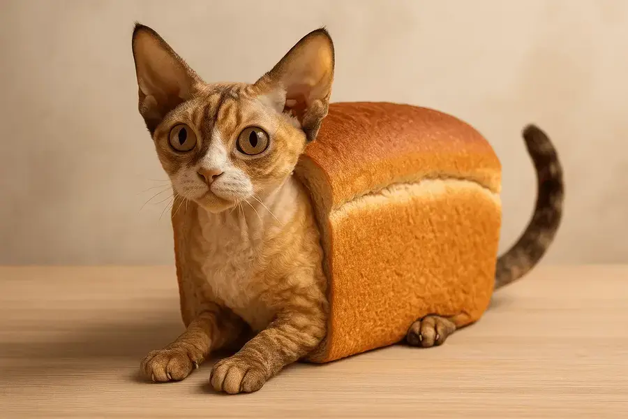 Креативное изображение хлеба с кошачьей головой